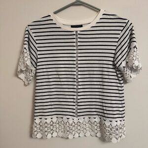 Topshop Stripes and Crochet T-Shirt - Women’s 2